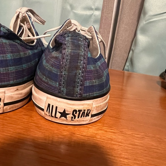Converse All Star Blue plaid low top sneakers men’s size 10.5- GUC - Picture 8 of 11